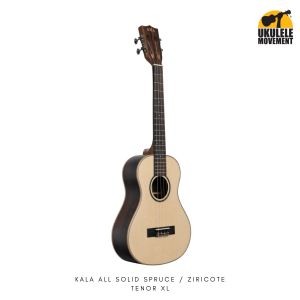Kala Super Tenor XL Ukulele with Solid Spruce Top & Ziricote Body Satin Finish Light Case - New