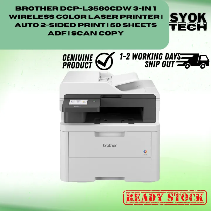 Brother DCP-L3560CDW 3-in 1 Wireless Color Laser Printer | Auto 2-sided print | 50 sheets ADF | Scan Copy