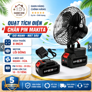 Quạt tích điện lồng sắt pin 10cell 2 mức gió