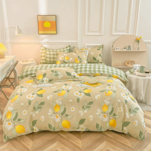 GLOBECART Floral Printed 4in1 Bedsheet Set Green Series Pillowcases Bedsheet Duvet Cover Premium Quality Thickening Comforter Covers 4 Pieces for Kids Adults Bedroom