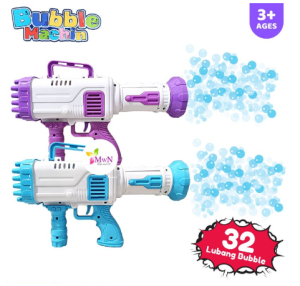 Mainan Bubble Gelembung Gun BAZOOKA 32 Lubang- Mainan Anak outdoor(Plus Baterai 4pcs AA)
