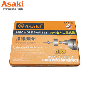 Bộ 12 mũi khoan khoét lỗ tròn thạch cao gỗ Ø19-127mm hãng Asaki AK-3683 bộ khoét lỗ trần thạch cao khoét lỗ thùng loa khoét gỗ nhựa hợp kim bộ công cụ khoét lỗ ống nhựa PVC/PPR răng sắc nhọn vết khoét đẹp khoét lỗ gỗ