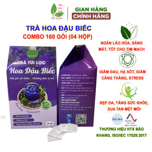 Combo 4 hộp trà hoa đậu biếc túi lọc Bảo Khang 160 gói hoa đậu biếc tiểu buốt tiểu dắt tiêu đờm thanh nhiệt tốt cho tim và mắt