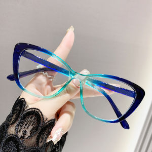 +100 to +400 Tortoiseshell Colored Reading Glasses Fashion Anti Blue Light Hyperopia Eyeglasses Cat Eye Elderly Single Light Eyeglass Frame for Women