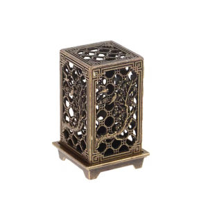 Vertical Incense Burner Square Design Bronze Finish Aromatherapy Tool for Home Office Yoga Space
