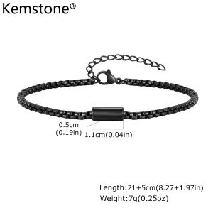 Kemstone Stainless Steel Square Chain Bracelet for Men - Minimalist Design Trendy Casual Accessories