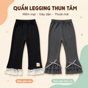 Quần Legging Thun Tăm Dày Ống Loe Co Giãn Bé Gái 8 ~ 21kg - KimKim Kids