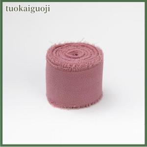 tuokaiguoji 2 3 4Rolls 5M Frayed Edged Satin Handmade Chiffon Silk Ribbon For Wedding Invitation Bouquets Birthday Party DIY Decoration Gift