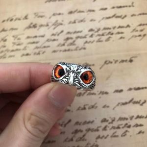 SHOPHOME Cincin Mata Elang Burung Hantu Vintage Style Logam Kristal Model Terbuka Pria Wanita CCN02