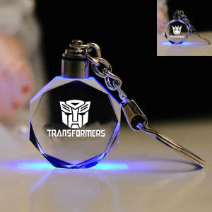 Transformers KeyChain LED K9 Crystal 7Colors Autobot Decepticon Transparent Luminous Motorcycle/ Car Keyring Refit Decoration