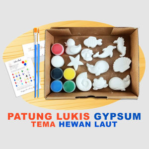 Tema Hewan Laut Mainan Edukasi Anak DIY Painting Gypsum Kit Mewarnai Patung Lukis Gypsum Toys