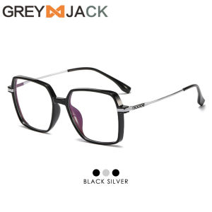 Grey Jack Frame Kacamata Bahan Titanium Model Kotak Ringan Kokoh Fashionable Wanita Bisa Minus Antiradiasi Bluecromic 95013x