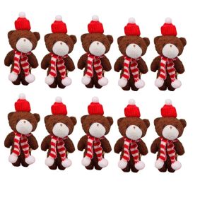 BEDDEH 10Pcs Có khăn quàng cổ. Gấu bông Giáng sinh Động vật hoạt hình Móc khóa Búp bê gấu bông Phụ kiện treo 16cm Móc khóa hình gấu bông trắng. Đồ trang trí cho cặp sách.