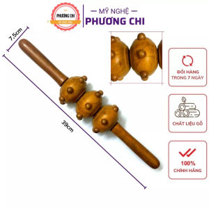 Cây lăn lưng massage 3 bánh gai bằng gỗ thơm dụng cụ mát xa cơ thể chăm sóc sức khoẻ - Mỹ Nghệ Phương Chi