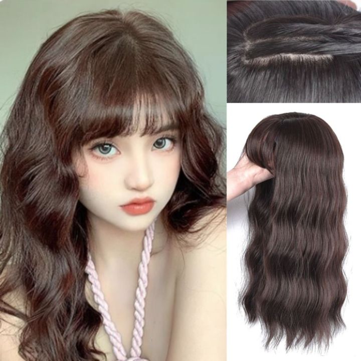 HUNIU Tự nhiên Phần trên Tóc tổng hợp Kẹp vào Tóc mái 3D Tóc mái kiểu ...