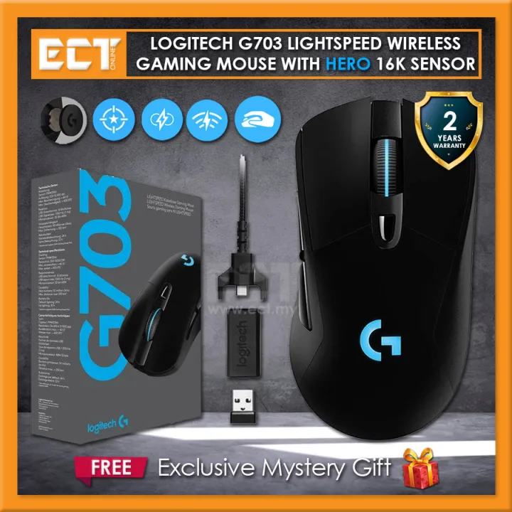 Logitech G703 Hero Lightspeed Wireless Gaming Mouse with HERO 16K Sensor (910-005642)