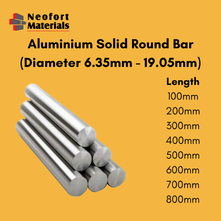 READY STOCK Aluminium Solid Round Bar (Diameter 6.35mm/0.25" 19.05mm