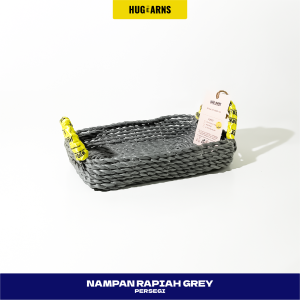 HUGeARNS - Nampan Rapiah Abu-Abu / Tray / Wadah Saji / Tray / Nampan Anyaman Pelepah Pisang Tempat Penyimpanan Pelepah Pisang / Storage Multifungsi / Nampan Pelepah Pisang / Tray / Nampan / Baki Anyaman Pelepah Pisang / Nampan Kotak