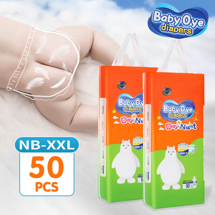 BabyOye Disposable Baby Diapers Korean Diaper Tape 50pcs NB-XXL Eu ...