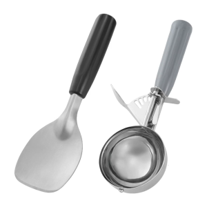 2Pcs Stainless Steels Mashing Ice Cream Ball Spoon with Plastic Handle Ergonomic Handle Digging Spoon Kitchen Tool