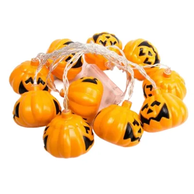 JPTD Waterproof Pumpkin LED String Lights Plastic 2M/ 3M Halloween LED String Lights Portable Unique Pumpkin Crystal Lights Halloween Party Decoration