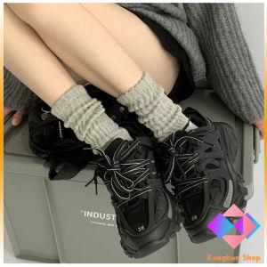 KANGBAN ถุงเท้านุ่มหนา นุ่ม สไตล์ญี่ปุ่น แนววินเทจ สีพื้น ข้อยาว womens socks