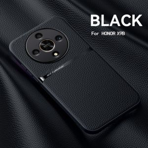 Honor X9B Leather Case For Honor X9b X9a X 9b 5G HonorX9b HonorX9a 2024 2023 Soft TPU Silicone Phone Casing Back Cover Shockproof Bumper Simple Solid Color Car Holder Support