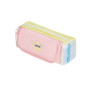THREADJOY Square Korean Star Pencil Bag  Storage Multiple Pockets Layers Large Capacity Pencil Bag Multifunctional Candy Color Stationery Storage Bag Stationery Holder