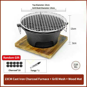 High quality multi-size cast iron grill BBQ Cast Iron Charcoal Furnace Charcoal Stove for barbeque boil water toast cooking stove Camping Grill Stove Household indoor grill