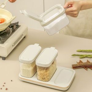 ZYJC SHOP Nhựa Hũ gia vị có nắp Chống ẩm Bộ hộp gia vị Thực tế Đã niêm phong Hộp đựng gia vị dành cho gia đình