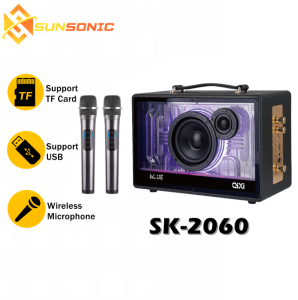 QIXI SK-2060 Enhanced Bass H-iFi Bass KARAOKE Wireless Bluetooth Transparent Speaker with Two Wireless Microphone