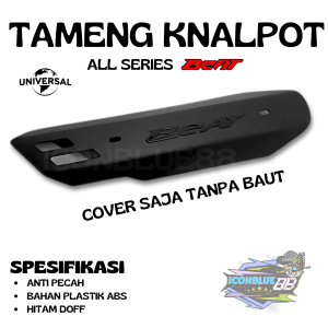 iconblue88 Paket Combo Cover Tameng Knalpot All Series BEAT universal ANTI PECAH ABS TEBAL gratis sepasang Baut warna HITAM Universal Series BEAT HONDA
