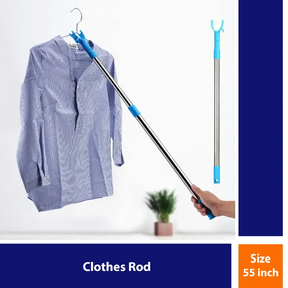 YMC Closet Stick Pole, Closet Hook, Fashionable Metal Telescopic Extendable  Reach Stick Clothes Poles/Rod/Hanger/Fork/Rail/Hooker/Stick for Clothes  (Color may vary)