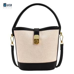 Ueblock✈ Messenger Bag with Adjustable Shoulder Strap Fashionable Crossbody Bag Top-Handle Splicing Bucket Bag for Women Shopping Travel