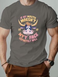 Man Short Sleeve T-shirt MYY FACE Cartoon elements Printing Mens Cotton O-Neck Casual Short Sleeve Summer Breathable Top Tees