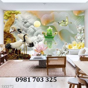 Tranh gạch 3d tùng hạc đẹp