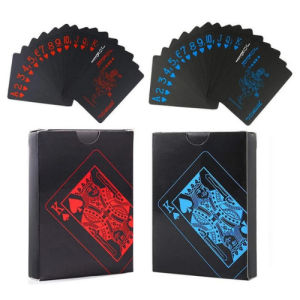 54pcs Fine-quality Plastic PVC Poker Waterproof Black Playing Cards Creative Gift (Price For 1 Set)