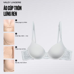 Áo Ngực Mút Vừa Có Gọng Nâng Ngực Nhẹ Nhàng Màu Trắng Miley Lingerie