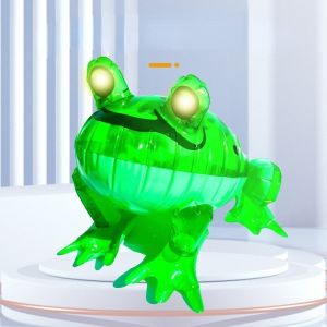 Cute Inflatable Frog Balloon with Flashing Light and Bounce Elastic Rope PVC Childrens Toy for Party Holiday Luminous Balloon