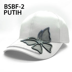 Topi Baseball Pria Wanita Korea Gaya Jepang Motif Kupu Kupu Manik Kristal Kualitas Bahan Import BSBF