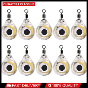 10Pcs Fishing Lure Light Mini Eye Shape Underwater Night Light Lure Battery Powered Fish Lures Attractant for Attracting Fish