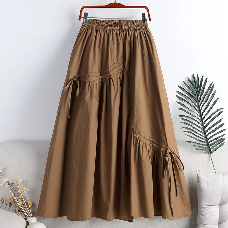 Vintage Style A line Skirts for Women 2023 Summer Korean Style Solid Female Clothing Casual Loose Oversized Lady Long Skirt Lazada PH