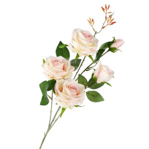 SDFBN Handmade Artificial Rose Flower Realistic Real Touch Fake Flower Flower Arrangement 5 Heads Simulation Big Rose Valentines Day Favors