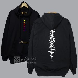 AKAZOO HOODIE ZIPPER PRIA OVRSIZE TEBAL POLOS SABLON SIMPEL SB DPN BLKANG JEPANG TEGAK PUTIH sablon