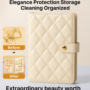 Large capacity leather jewelry organizer book