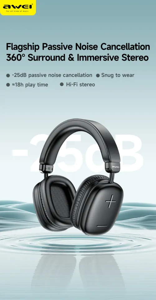 Awei AT6 Wireless Bluetooth Earphones Hours of Battery Life