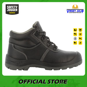 Safety Jogger BESTBOY S3 Safety Shoes High Cut Steel Toecap Puncture Resistant Slip Resistant Outsole Antistatic Shoe Water Resistant Leather Black