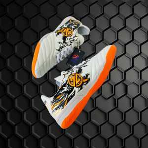 Sepatu Futsal Zestien Draak IN White Orange Premium SNZD004