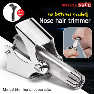 Stainless Steel Manual Mechanical Nose Trimmer Painless Hair Removal Nostril Shaver with Brush / Pencukur Bulu Hidung