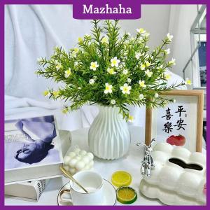 Mazhaha แจกันดอกไม้นอร์ดิก1ชิ้นแจกันดอกไม้พลาสติกเซรามิกเทียมตกแต่งเดสก์ท็อปของตกแต่งงานแต่งงานจัดกลางโต๊ะ
